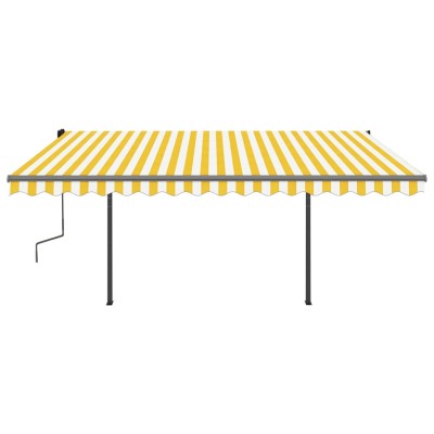 Toldo automático LED sensor de viento amarillo y blanco 4,5x3 m