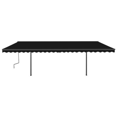 Toldo retráctil automático con postes gris antracita 6x3 m