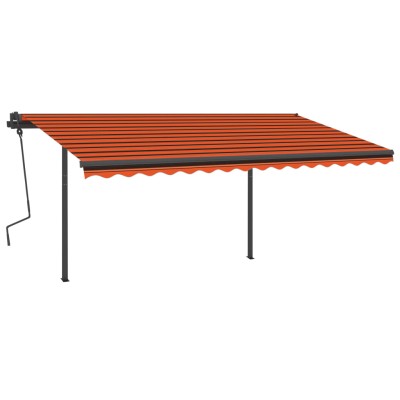 Toldo automático LED sensor de viento naranja y marrón 4x3,5 m