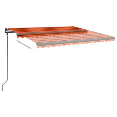 Toldo automático LED sensor de viento naranja y marrón 4x3,5 m