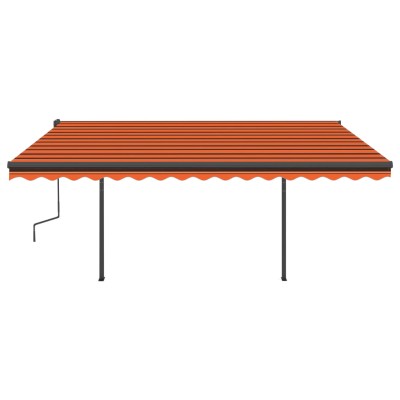 Toldo automático LED sensor de viento naranja y marrón 4x3,5 m