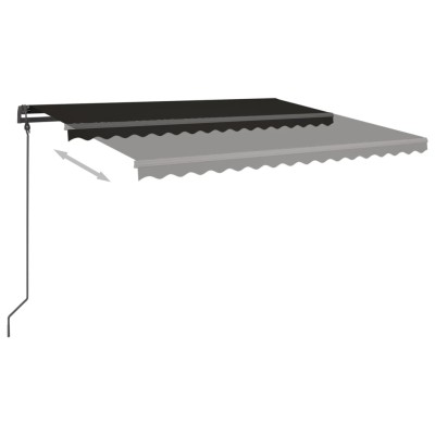 Toldo retráctil automático con postes gris antracita 4,5x3,5m