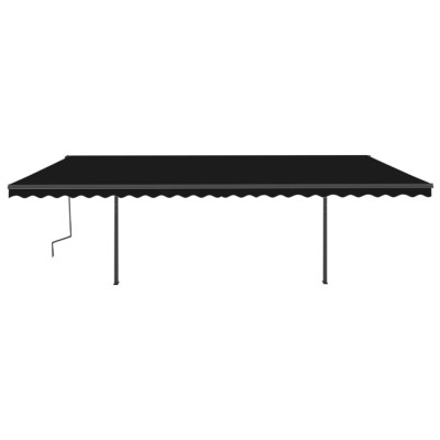 Toldo retráctil automático con postes gris antracita 6x3,5 m