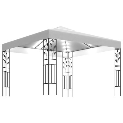 Carpa cenador de jardín con tira de luz LED 3x3 m blanco