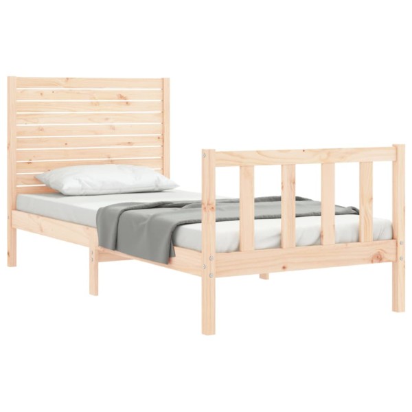 Estructura de cama individual con cabecero madera maciza