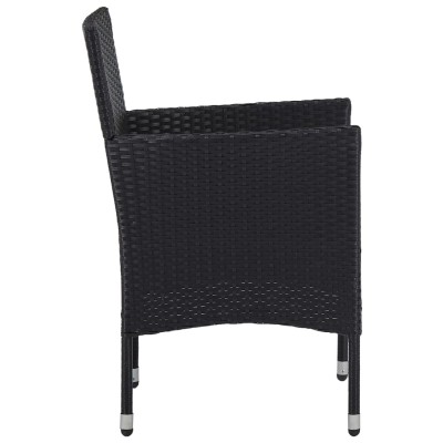 Set de comedor de jardín de 7 piezas negro ratán sintético