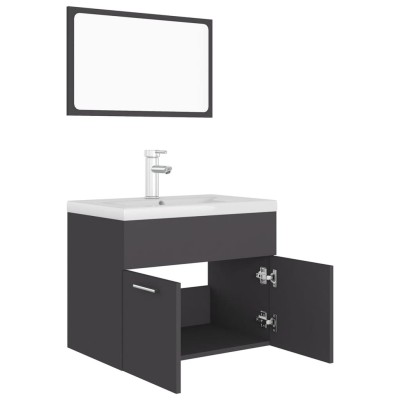 Juego de muebles de baño madera de ingeniería gris