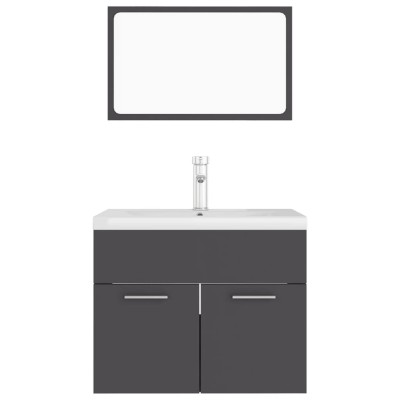 Juego de muebles de baño madera de ingeniería gris