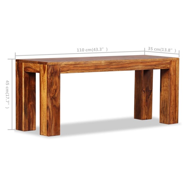 Banco de madera maciza de sheesham 110x35x45 cm