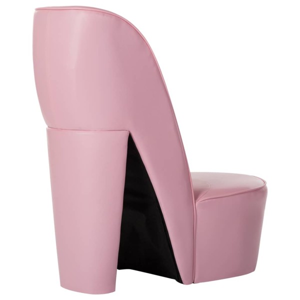 Sillón con forma de zapato de tacón cuero sintético rosa