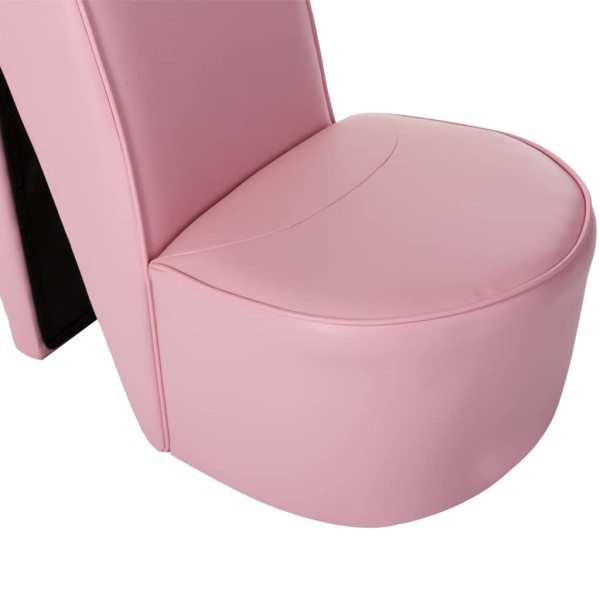 Sillón con forma de zapato de tacón cuero sintético rosa