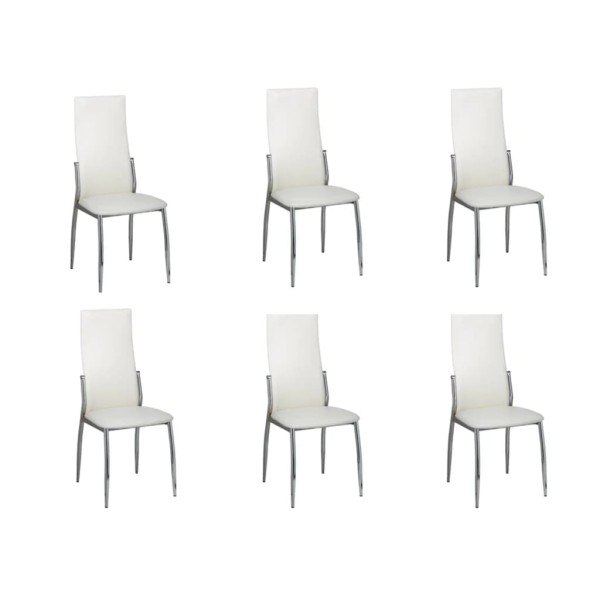 Sillas de comedor 6 unidades cuero sintético blanco