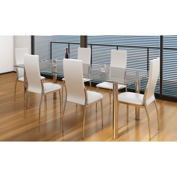 Sillas de comedor 6 unidades cuero sintético blanco