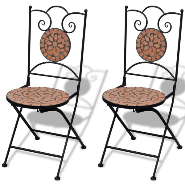 Set de mesa y sillas de jardín 3 piezas con mosaico terracota