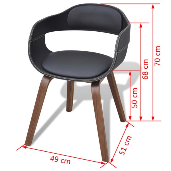 Sillas de comedor 6 uds madera curvada cuero sintético negro