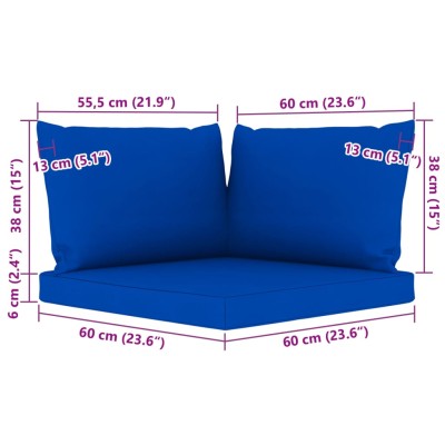 Set de muebles de jardín 6 pzs madera impregnada cojines azules