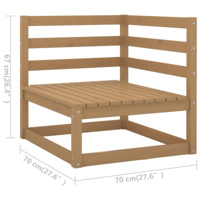 Muebles de jardín 5 pzas y cojines marrón miel madera pino