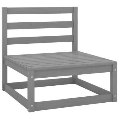 Juego de muebles de jardín 8 piezas gris madera maciza de pino