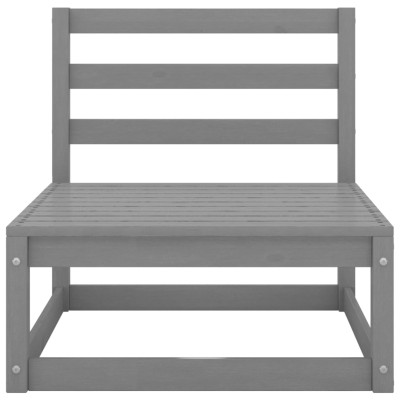 Juego de muebles de jardín 8 piezas gris madera maciza de pino