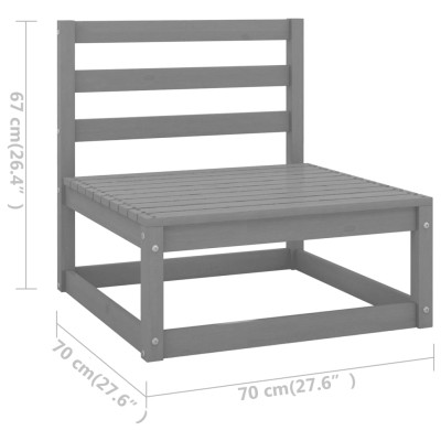 Juego de muebles de jardín 8 piezas gris madera maciza de pino