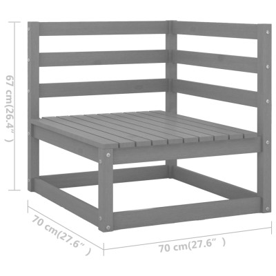 Juego de muebles de jardín 8 piezas gris madera maciza de pino