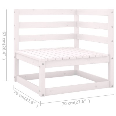 Set de salón de jardín de 7 piezas blanco madera maciza de pino