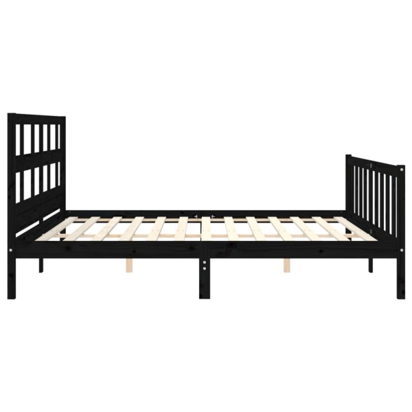 Estructura de cama con cabecero madera maciza negro 200x200 cm