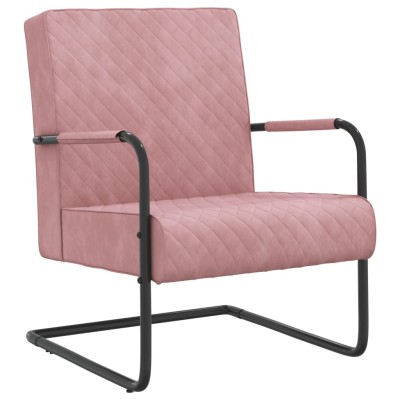 Silla voladiza de terciopelo rosa