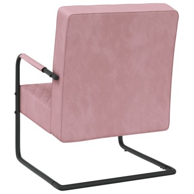 Silla voladiza de terciopelo rosa