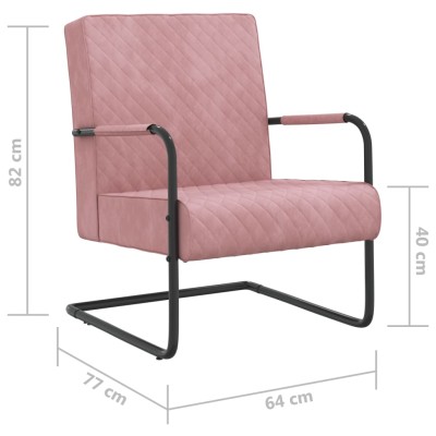 Silla voladiza de terciopelo rosa