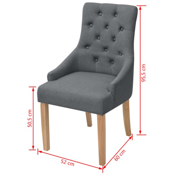 Sillas de comedor 4 unidades de tela gris oscuro