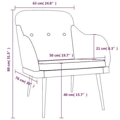 Sillón de tela gris claro 63x76x80 cm