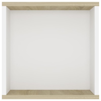 Mueble de pared de TV contrachapada blanco y roble 102x35x35 cm