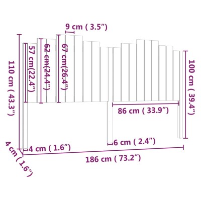 Cabecero de cama madera maciza de pino 186x4x110 cm