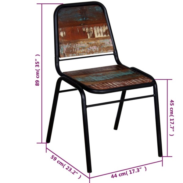 Sillas de comedor 4 unidades madera maciza reciclada