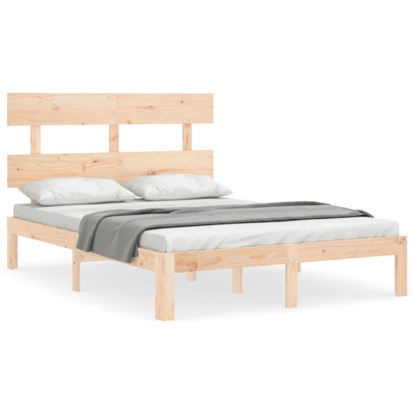 Estructura de cama con cabecero madera maciza 140x190 cm