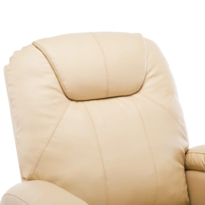 Sillón de masaje mecedora de cuero sintético crema