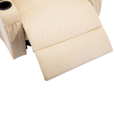 Sillón de masaje mecedora de cuero sintético crema