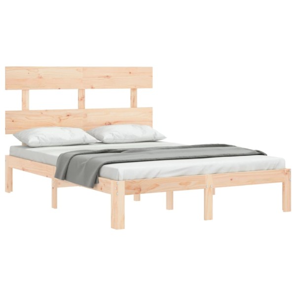 Estructura de cama con cabecero madera maciza 140x190 cm