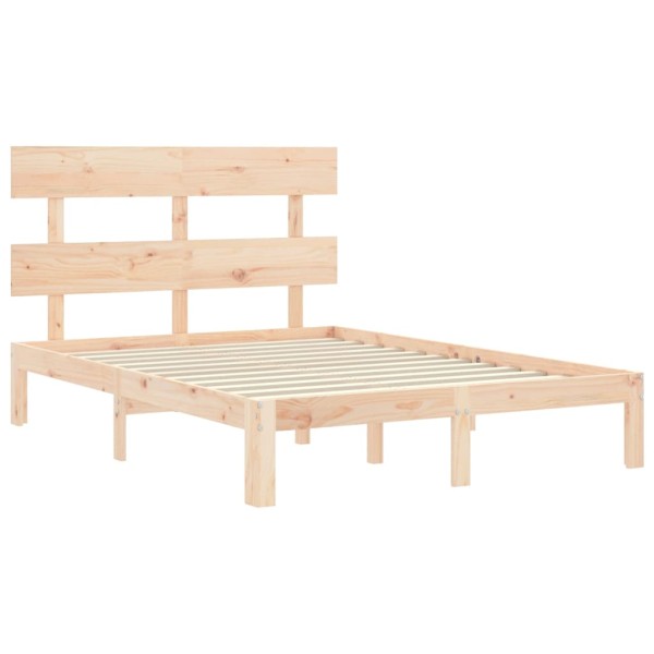 Estructura de cama con cabecero madera maciza 140x190 cm