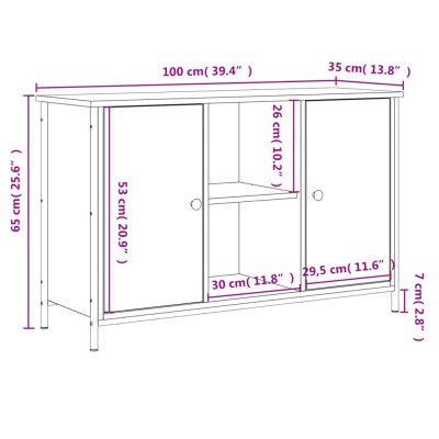 Mueble de TV madera de ingeniería gris Sonoma 100x35x65 cm