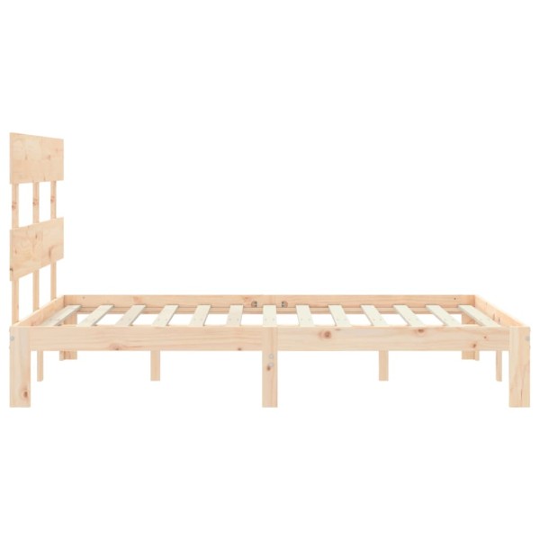 Estructura de cama con cabecero madera maciza 140x190 cm