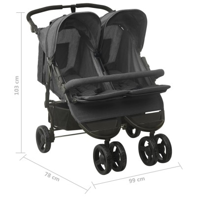 Carrito para gemelos de acero gris antracita