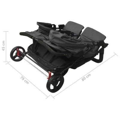 Carrito para gemelos de acero gris antracita