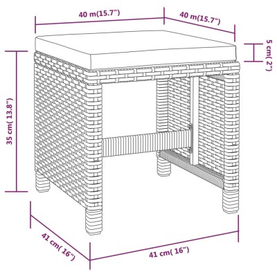 Set comedor de jardín 5 pzas ratán sintético y madera negro