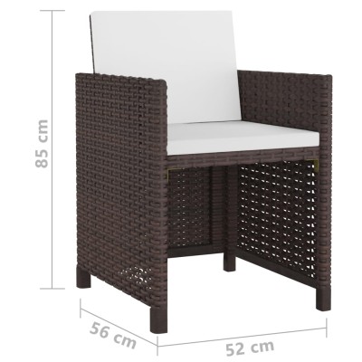 Set comedor de jardín 11 pzas y cojines ratán sintético marrón