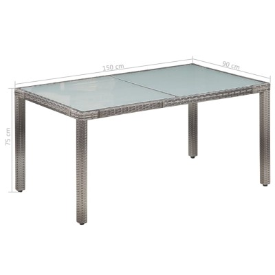 Set de comedor de jardín 7 pzs y cojines ratán sintético gris