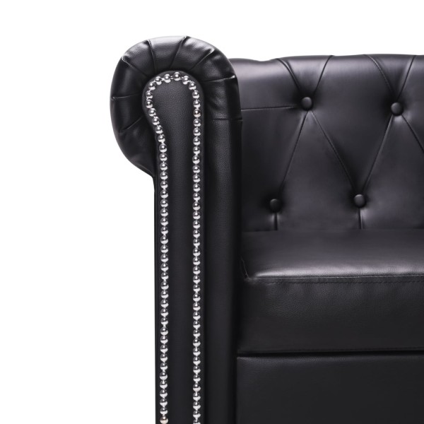 Sofá Chesterfield con forma L cuero sintético negro