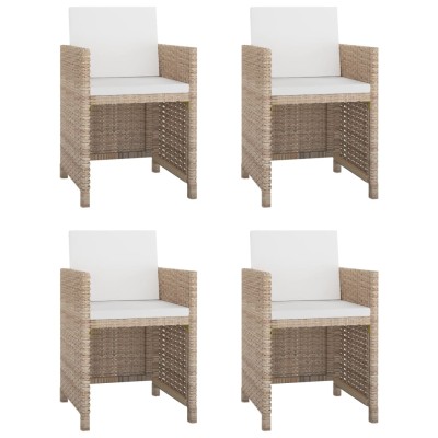 Set de comedor de jardín 5 pzas y cojines ratán sintético beige