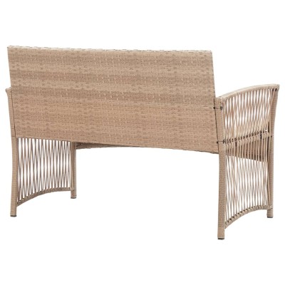 Set muebles de jardín 4 piezas y cojines ratán sintético beige